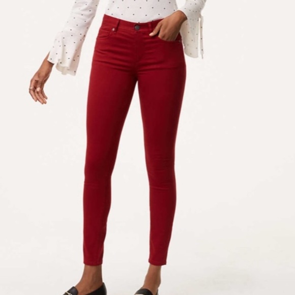 LOFT Pants - Loft Five Pocket Sateen Skinny Leggings Red 00P 24P